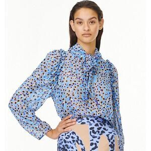 MUNTHE Jadyn Animal Print Tie Neck Long Sleeve Blouse Size 6